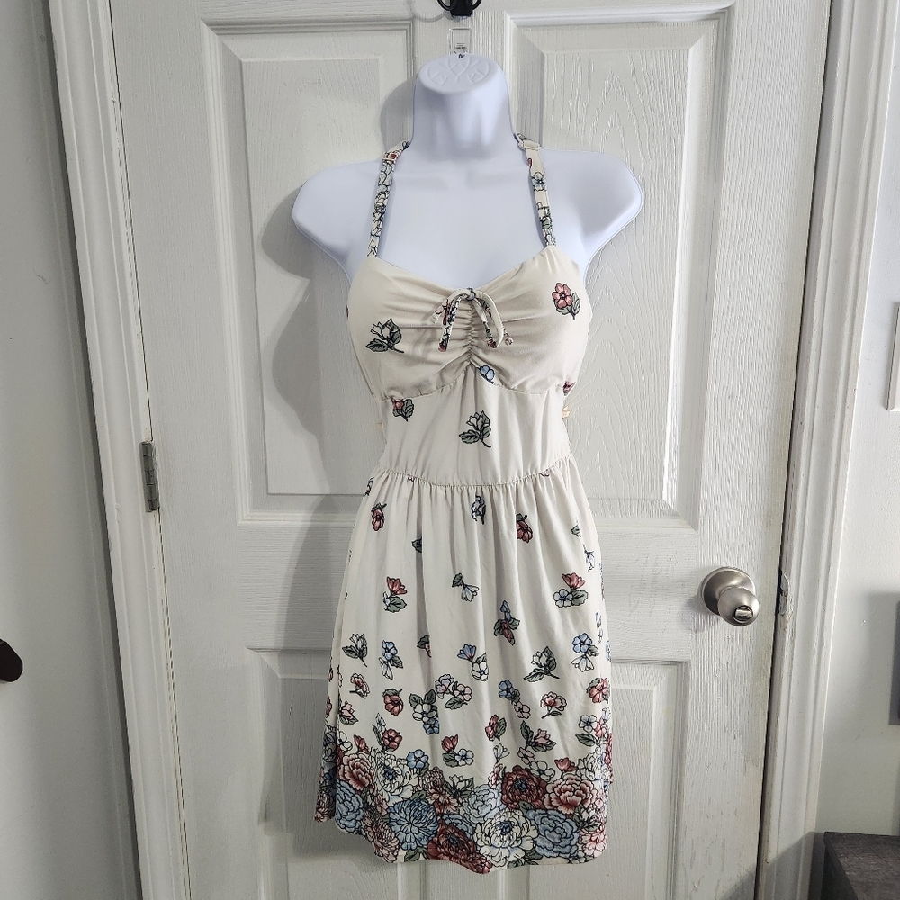 Babydoll adjustable feminine soft floral 90s halter dress garden sweet girl LG